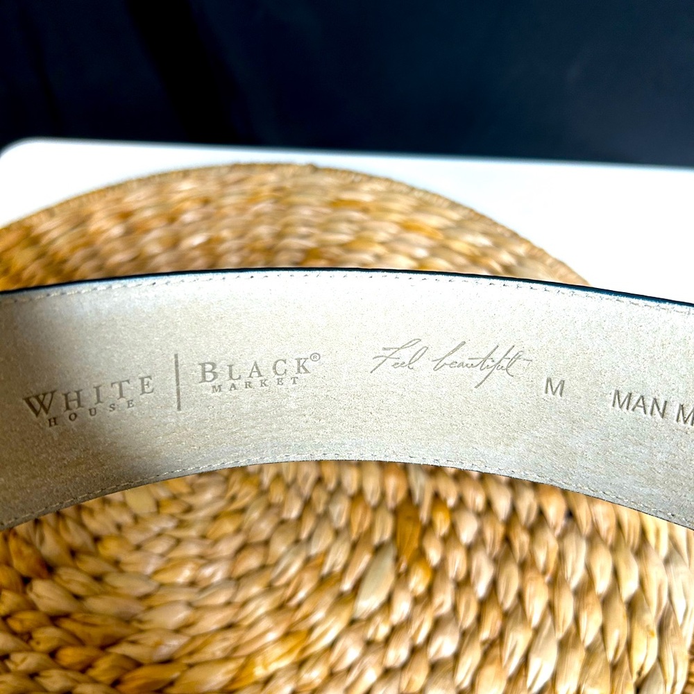 WHITE HOUSE BLACK MARKET Blue Leather Snakeskin Look STATEMENT Wide Belt Medium - Picture 4 of 8